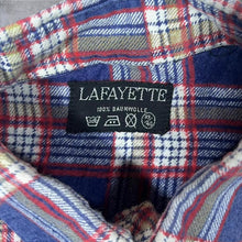Load image into Gallery viewer, Vintage Lafayette Blue Red Plaid Check Long Sleeve Cotton Flannel Shirt