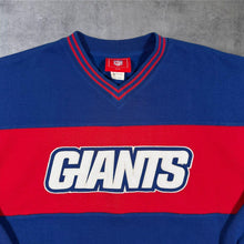 Load image into Gallery viewer, New York Giants NFL Pullover Sweatshirt Large Blue Red V Neck Mesh Sleeve