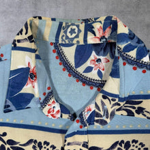 Load image into Gallery viewer, Vintage Hawaiian Floral Pattern Blue Cream Short Sleeve Shirt