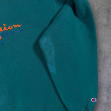 Load image into Gallery viewer, Vintage 90s Champion Reverse Weave Sweatshirt XL L USA Teal Orange Spellout