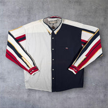 Load image into Gallery viewer, Vintage 90s Indian Blue Colour Block Striped Shirt Oversized XL Retro