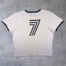 Load image into Gallery viewer, Early 00's Burton "England 7" Football Spellout Graphic White Cotton Ringer T-Shirt