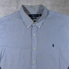 Load image into Gallery viewer, Ralph Lauren "Slim Fit 100% Cotton Stretch" Blue White Striped Long Sleeve Button-Down Shirt
