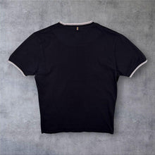 Load image into Gallery viewer, Pretty Green Embroidered Logo Spellout Black Cotton Ringer T-Shirt