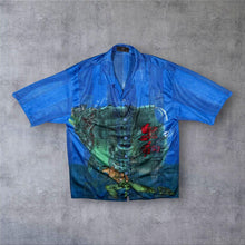 Load image into Gallery viewer, Early 00's Dian Dian Tong Goth Y2K Anime Manga Blue Mesh Short Sleeve Shirt
