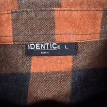 Load image into Gallery viewer, Vintage 90s Identic Man L Orange Black Buffalo Check Flannel Shirt Grunge