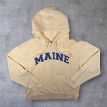 Load image into Gallery viewer, Grey Whale "Maine" Embroidered Spellout USA Tourist Pale Yellow Hoodie
