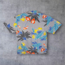 Load image into Gallery viewer, Vintage Hawaiian Tropical Floral Pattern Grey Multi Colour Short Sleeve Shirt