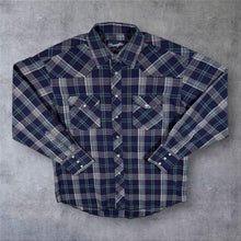 Load image into Gallery viewer, Vintage Wrangler X-Long Tails Western Cowboy Check Long Sleeve Popper Shirt