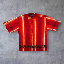 Load image into Gallery viewer, Early 00's Woodpecker Goth Tribal Y2K Red Striped Short Sleeve Shirt