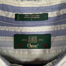 Load image into Gallery viewer, Vintage Orvis Seersucker Shirt L 90s Striped 100% Cotton Short Sleeve