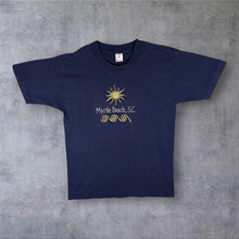 Load image into Gallery viewer, Vintage 90s Myrtle Beach SC T Shirt Single Stitch Embroidered USA Large Navy