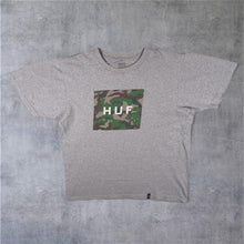 Load image into Gallery viewer, HUF Skater Camo Camouflage Box Logo Graphic Short Sleeve Grey Cotton T-Shirt