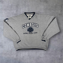 Load image into Gallery viewer, Vintage 90s Lee Sport Dallas Cowboys NFL V Neck Sweatshirt Grey Embroidered
