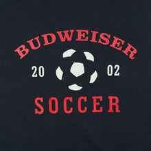 Load image into Gallery viewer, Early 00's Cotton Traders "Budweiser Soccer" Spellout Graphic Navy Blue Red T-Shirt