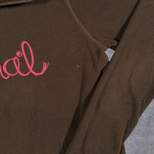 Load image into Gallery viewer, Animal Surfer Y2K Embroidered Spellout Brown Fleece 1/4 Zip Lightweight Sweatshirt