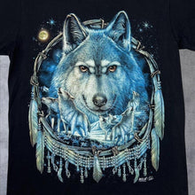 Load image into Gallery viewer, Early 00’s Wild Native American Wolf Dream Catcher Gothic Graphic T-Shirt