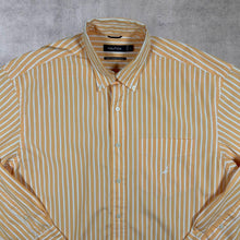 Load image into Gallery viewer, Nautica "80's Two-Ply Cotton" Orange White Striped Long Sleeve Button-Down Shirt