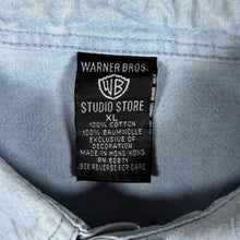 Load image into Gallery viewer, Vintage Warner Bros. Looney Tunes Embroidered Blue Denim Long Sleeve Cotton Shirt