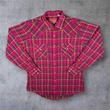 Load image into Gallery viewer, Vintage Ely Plains Cowboy Western Pink Plaid Check Popper Long Sleeve Shirt