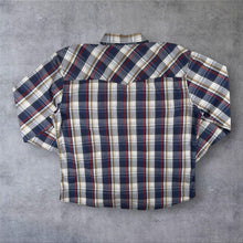 Load image into Gallery viewer, Mens Western Shirt L Plaid Pearl Snap Cowboy Dunnes Check Ranch Americana