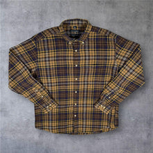 Load image into Gallery viewer, Rover & Lakes Mens XL 43/44 Soft Flannel Shirt Brown Mustard Plaid Check Grunge