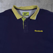 Load image into Gallery viewer, Vintage Reebok Embroidered Mini Logo Navy Blue Green Short Sleeve Polo Shirt