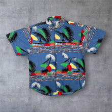 Load image into Gallery viewer, Vintage John F. Gee Hawaiian Tropical Pattern Blue Cotton Short Sleeve Shirt