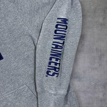 Load image into Gallery viewer, West Virginia Mountaineers Embroidered College Spellout Grey Pullover Hoodie