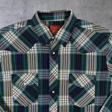 Load image into Gallery viewer, Vintage Rustler X-Long Tails Cowboy Western Multi Check Long Sleeve Popper Shirt