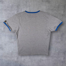 Load image into Gallery viewer, Von Dutch Classic Logo Spellout Graphic Y2K Biker Grey Blue Ringer T-Shirt