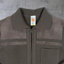 Load image into Gallery viewer, Vintage St Michael M&S Brown Suede Trim Zip Cardigan 36 Small Made in UK 70s