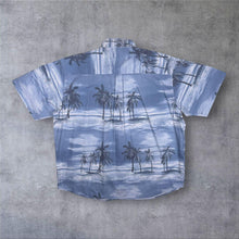 Load image into Gallery viewer, Vintage Blue Monday Hawaiian Tropical Pattern Polyester Cotton Short Sleeve Shirt