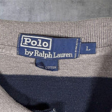 Load image into Gallery viewer, Vintage 90's Polo Ralph Lauren Rugby Shirt L Striped Navy Green Grey Long Sleeve