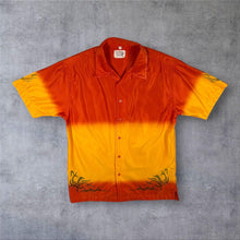 Load image into Gallery viewer, Early 00's Freewear Surf Goth Y2K Tribal Orange Yellow Polyester Short Sleeve Shirt