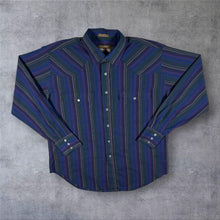 Load image into Gallery viewer, Vintage Outlaw Western Wear Cowboy Multi Striped Long Sleeve Popper Shirt