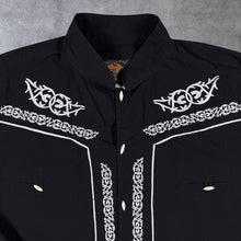Load image into Gallery viewer, Vintage El General Mexican Western Black White Long Sleeve Charro Shirt