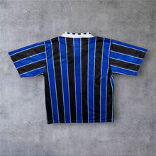 Load image into Gallery viewer, Vintage 90's Jako Blue Black White Striped Collared Template Football Shirt