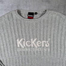 Load image into Gallery viewer, Kickers Classics Embroidered Spellout Grey Cotton Acrylic Cable Knit Jumper