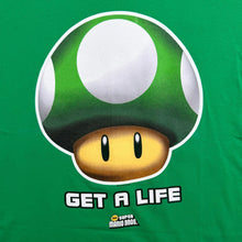 Load image into Gallery viewer, Nintendo (2009) Super Mario Bros "Get A Life" Video Game Graphic Green T-Shirt