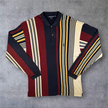 Load image into Gallery viewer, Vintage Nautica Bold Multi Striped Cotton Long Sleeve Polo Shirt