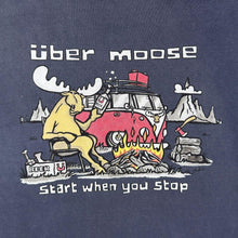 Load image into Gallery viewer, Early 00's Uber Moose "Start When You Stop" Faded Navy Blue Graphic Cotton T-Shirt