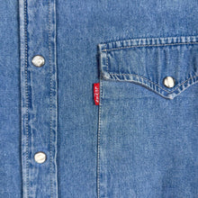Load image into Gallery viewer, Vintage 90s Levi's Western Denim Shirt M Made Portugal Pearl Snap Red Tab Cowboy