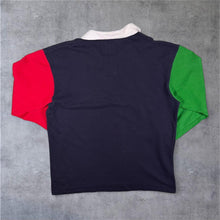 Load image into Gallery viewer, Vintage Cotton Traders Six Nations Rugby Embroidered Crest Colour Block Long Sleeve Polo Shirt