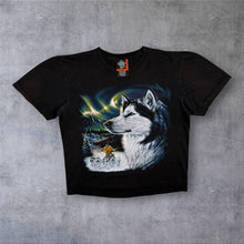Load image into Gallery viewer, Y2K Rock Eagle Siberian Husky T Shirt Large Double Sided Wolf Graphic Vintage
