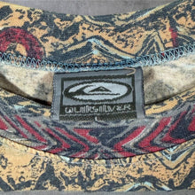 Load image into Gallery viewer, Vintage 90s Quiksilver T Shirt Large Medium All Over Print Tribal Aztec Surf Skate AOP