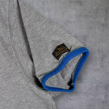 Load image into Gallery viewer, Von Dutch Classic Logo Spellout Graphic Y2K Biker Grey Blue Ringer T-Shirt
