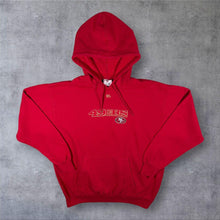 Load image into Gallery viewer, NFL Team Apparel San Francisco 49ers Football Embroidered Spellout Red Hoodie