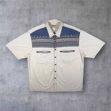 Load image into Gallery viewer, Vintage John Baner Aztec Pattern Cowboy Western White Cream Cotton Short Sleeve Shirt