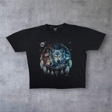 Load image into Gallery viewer, Early 00's Wild Wolf Native American Wildlife Graphic Black Cotton T-Shirt